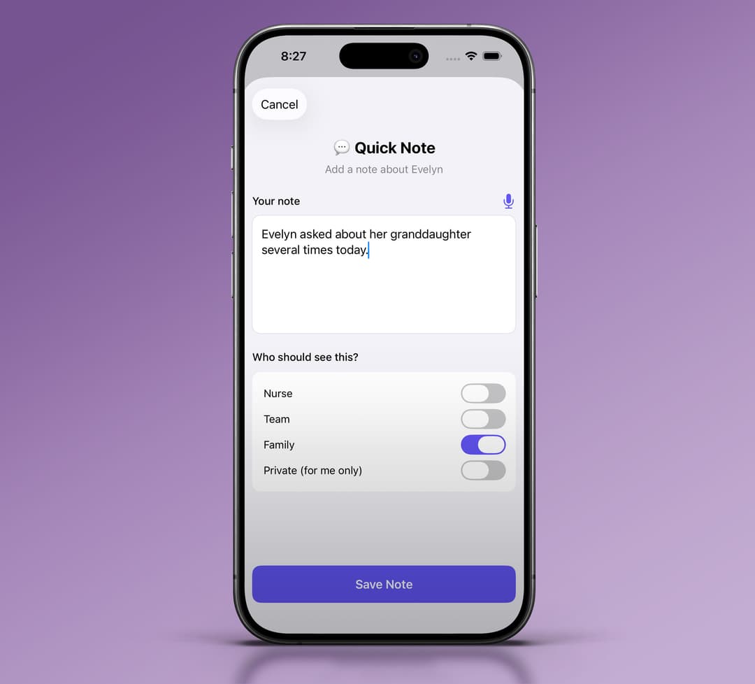 Gesture Care documentation interface